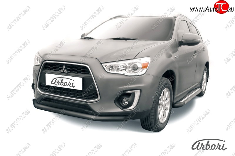 7 739 р. Защита переднего бампера Arbori (черная, 1 труба d76 mm). Mitsubishi ASX 1-ый рестайлинг (2013-2016)  с доставкой в г. Пермь