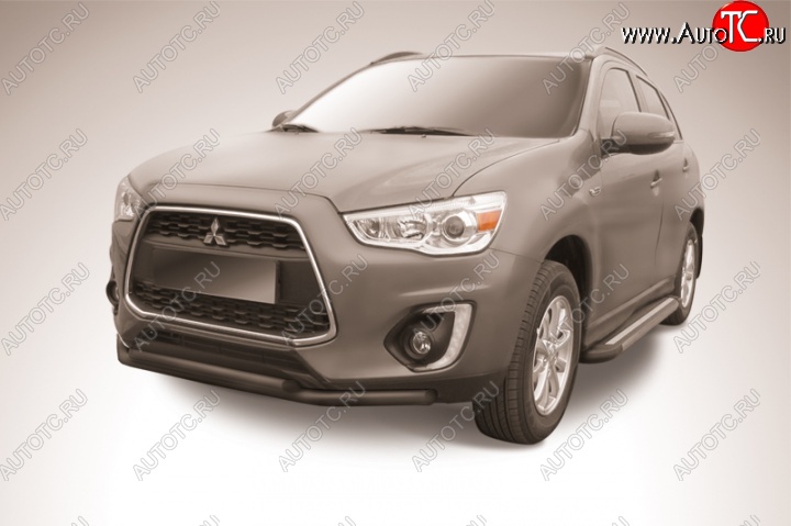 11 849 р. Защита переднего бампер d57/d42 Slitkoff Mitsubishi ASX 1-ый рестайлинг (2013-2016) (Цвет: серебристый)  с доставкой в г. Пермь