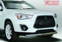 Защита переднего бампера одинарная из овальной трубы Souz-96 (d75х42). Mitsubishi ASX 1-ый рестайлинг (2013-2016)