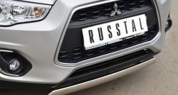 9 749 р. Защита переднего бампера (Ø75х42 мм, нержавейка) Russtal Mitsubishi ASX 1-ый рестайлинг (2013-2016)  с доставкой в г. Пермь. Увеличить фотографию 2