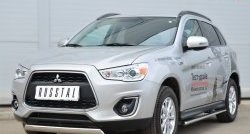 9 749 р. Защита переднего бампера (Ø75х42 мм, нержавейка) Russtal Mitsubishi ASX 1-ый рестайлинг (2013-2016)  с доставкой в г. Пермь. Увеличить фотографию 4