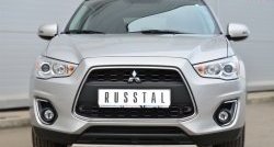 Защита переднего бампера (Ø75х42 мм, нержавейка) Russtal Mitsubishi ASX 1-ый рестайлинг (2013-2016)