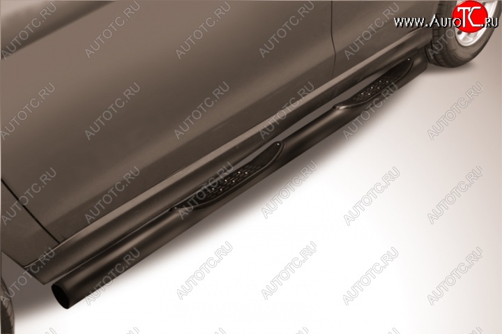 12 399 р. Защита порогов из трубы d76 Slitkoff (с поступями) Mitsubishi ASX 1-ый рестайлинг (2013-2016) (Цвет: серебристый)  с доставкой в г. Пермь
