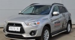 76 999 р. Защита порогов из круглой трубы диаметром 63 мм Russtal Mitsubishi ASX 1-ый рестайлинг (2013-2016) (Защита порогов с со скосами на торцах (вариант 1))  с доставкой в г. Пермь. Увеличить фотографию 11