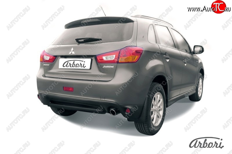5 219 р. Защита заднего бампера Arbori (короткая, черная, 1 труба d57 mm). Mitsubishi ASX 1-ый рестайлинг (2013-2016)  с доставкой в г. Пермь
