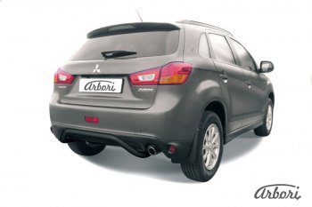 Защита заднего бампера Arbori (скоба, черная, 1 труба d57 mm). Mitsubishi ASX (2013-2016) 1-ый рестайлинг