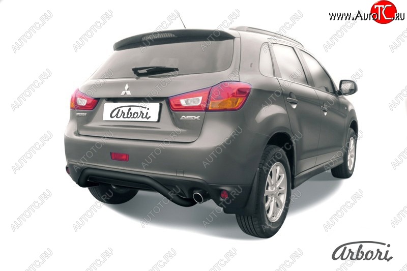 9 719 р. Защита заднего бампера Arbori (скоба, черная, 1 труба d57 mm).  Mitsubishi ASX (2013-2016) 1-ый рестайлинг  с доставкой в г. Пермь