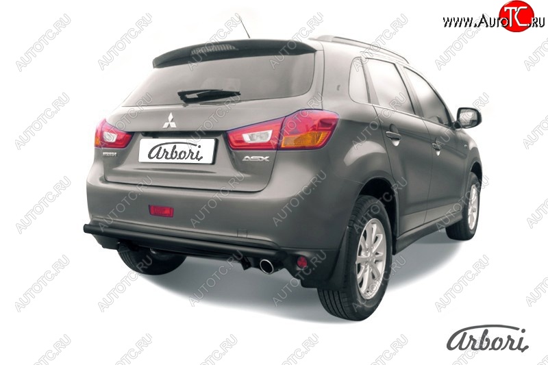 6 029 р. Защита заднего бампера Arbori (черная, 1 труба d57 mm).  Mitsubishi ASX (2013-2016) 1-ый рестайлинг  с доставкой в г. Пермь