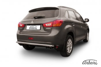 Защита заднего бампера Arbori (нержавейка, 1 труба d57 mm). Mitsubishi ASX (2013-2016) 1-ый рестайлинг