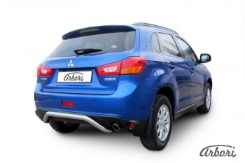 14 669 р. Защита заднего бампера Arbori (скоба, нержавейка, 1 труба d57 mm).  Mitsubishi ASX (2013-2016) 1-ый рестайлинг  с доставкой в г. Пермь. Увеличить фотографию 2