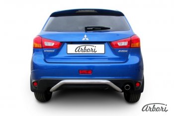 Защита заднего бампера Arbori (скоба, нержавейка, 1 труба d57 mm). Mitsubishi ASX (2013-2016) 1-ый рестайлинг
