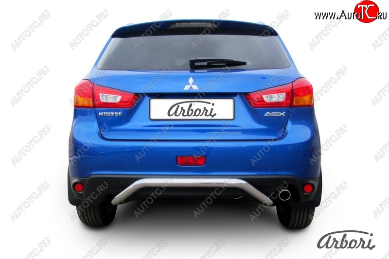 14 669 р. Защита заднего бампера Arbori (скоба, нержавейка, 1 труба d57 mm).  Mitsubishi ASX (2013-2016) 1-ый рестайлинг  с доставкой в г. Пермь