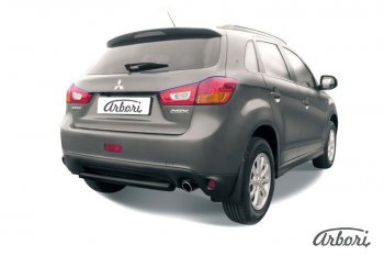 Защита заднего бампера Arbori (короткая, черная, 1 труба d76 mm). Mitsubishi ASX (2013-2016) 1-ый рестайлинг