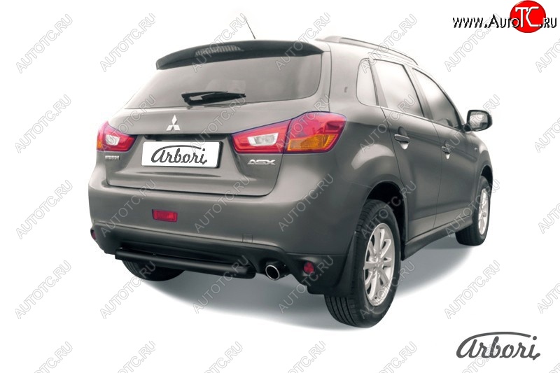6 029 р. Защита заднего бампера Arbori (короткая, черная, 1 труба d76 mm).  Mitsubishi ASX (2013-2016) 1-ый рестайлинг  с доставкой в г. Пермь