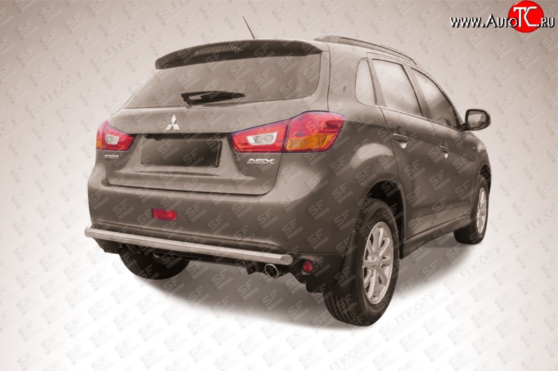 11 599 р. Защита заднего бампера из длинной трубы диаметром 57 мм Slitkoff  Mitsubishi ASX (2013-2016) 1-ый рестайлинг (Нержавейка, Полированная)  с доставкой в г. Пермь