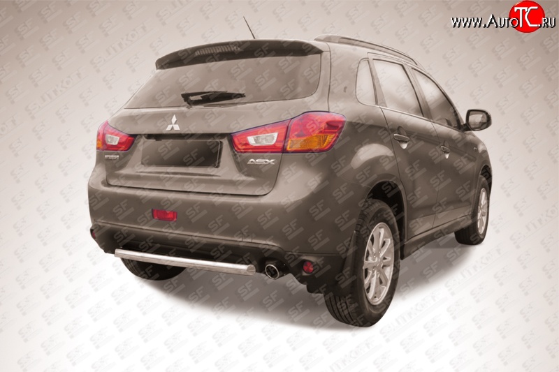 9 999 р. Защита заднего бампера из короткой трубы диаметром 57 мм Slitkoff  Mitsubishi ASX (2013-2016) 1-ый рестайлинг (Нержавейка, Полированная)  с доставкой в г. Пермь