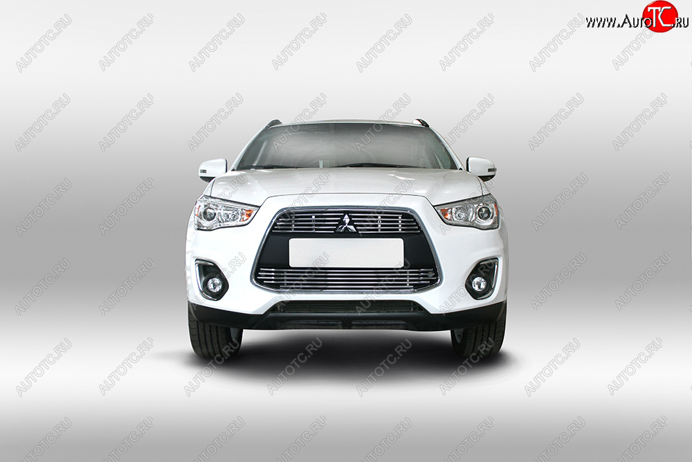 206 р. Декоративный элемент воздухозаборника Souz96 нержавеющая сталь Mitsubishi ASX 1-ый рестайлинг (2013-2016) (Хром 10 мм)  с доставкой в г. Пермь