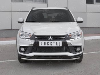 Защита переднего бампера (Ø42 мм, нержавейка) SLITKOFF Mitsubishi ASX (2017-2020) 2-ой рестайлинг