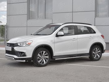 15 849 р. Защита переднего бампера (2 трубы Ø63 и 75х42 мм, нержавейка) Russtal Mitsubishi ASX 2-ой рестайлинг (2017-2020)  с доставкой в г. Пермь. Увеличить фотографию 2