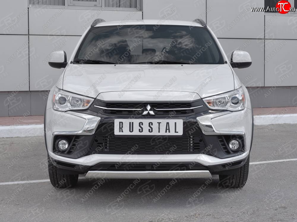 11 599 р. Защита переднего бампера (Ø75x42 мм, нержавейка) Russtal Mitsubishi ASX 2-ой рестайлинг (2017-2020)  с доставкой в г. Пермь