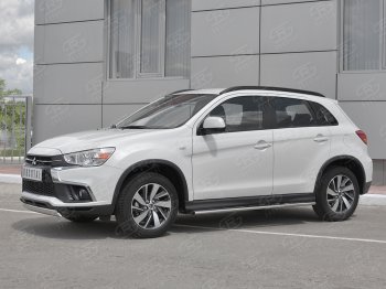 11 599 р. Защита переднего бампера (Ø75x42 мм, нержавейка) Russtal Mitsubishi ASX 2-ой рестайлинг (2017-2020)  с доставкой в г. Пермь. Увеличить фотографию 2