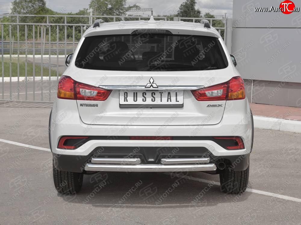 16 699 р. Защита заднего бампера (Ø63/2 по 42 мм, нержавейка) SLITKOFF  Mitsubishi ASX (2017-2020) 2-ой рестайлинг  с доставкой в г. Пермь
