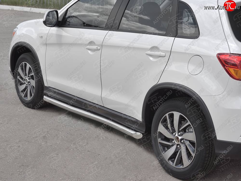 19 999 р. Защита порогов (Ø63 мм, нержавейка) SLITKOFF Mitsubishi ASX 2-ой рестайлинг (2017-2020) (Металлические торцы под 45°)  с доставкой в г. Пермь