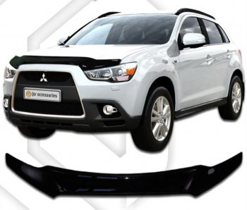 1 999 р. Дефлектор капота CA-Plastic Mitsubishi ASX дорестайлинг (2010-2012) (серия Classic черный)  с доставкой в г. Пермь. Увеличить фотографию 2