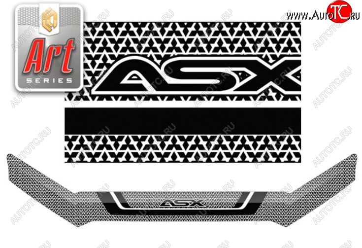 2 199 р. Дефлектор капота CA-Plastiс  Mitsubishi ASX (2010-2020) дорестайлинг, 1-ый рестайлинг, 2-ой рестайлинг (Серия Art графит)  с доставкой в г. Пермь