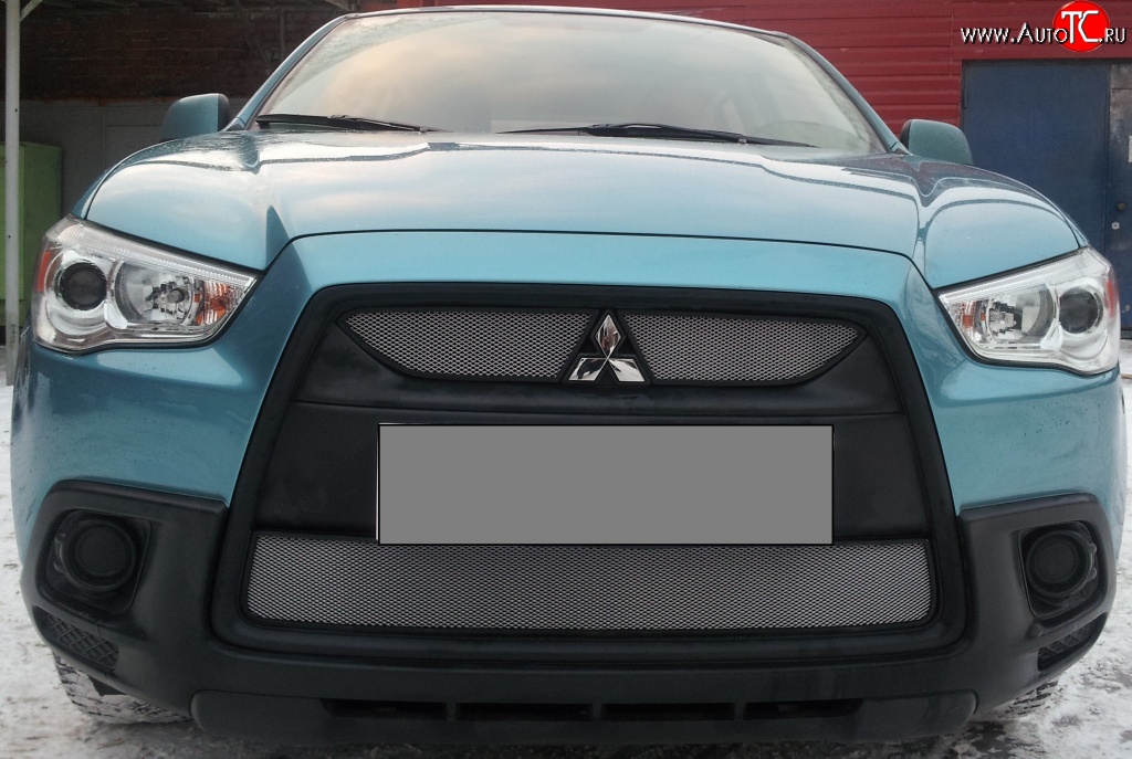 4 049 р. Сетка на бампер Allest (матовый хром) Mitsubishi ASX дорестайлинг (2010-2012)  с доставкой в г. Пермь