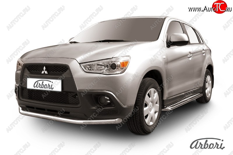 13 319 р. Защита переднего бампера Arbori (нержавейка, 1 труба d57 mm). Mitsubishi ASX дорестайлинг (2010-2012)  с доставкой в г. Пермь