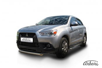 14 219 р. Защита переднего бампера Arbori (короткая, нержавейка, 1 труба d76 mm). Mitsubishi ASX дорестайлинг (2010-2012)  с доставкой в г. Пермь. Увеличить фотографию 2