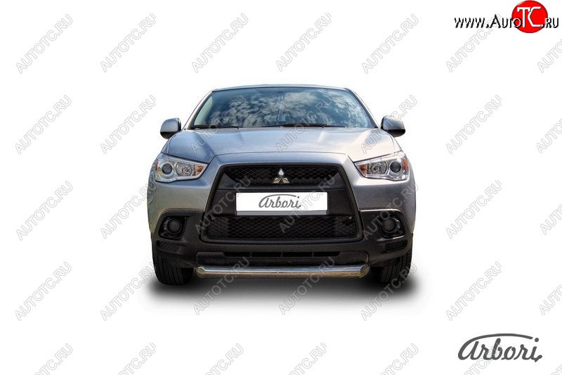14 219 р. Защита переднего бампера Arbori (короткая, нержавейка, 1 труба d76 mm). Mitsubishi ASX дорестайлинг (2010-2012)  с доставкой в г. Пермь