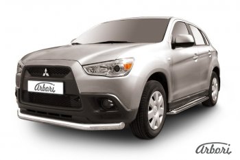 Защита переднего бампера Arbori (нержавейка, 1 труба d76 mm). Mitsubishi ASX (2010-2012) дорестайлинг