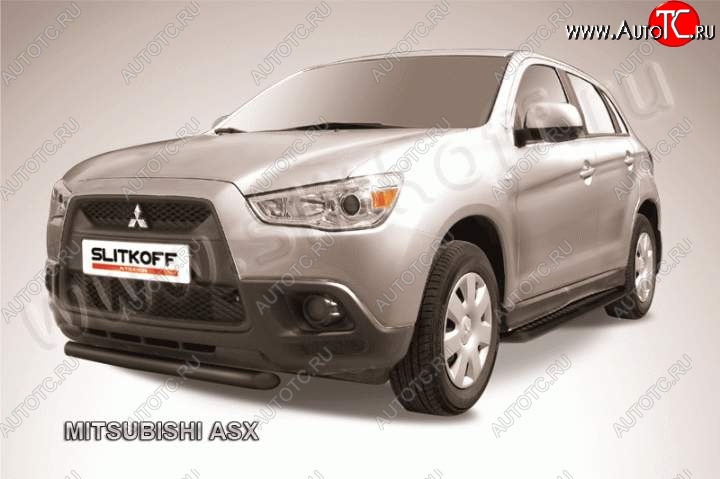 8 849 р. Защита переднего бампера из труб d57 Slitkoff  Mitsubishi ASX (2010-2012) дорестайлинг (Цвет: серебристый)  с доставкой в г. Пермь