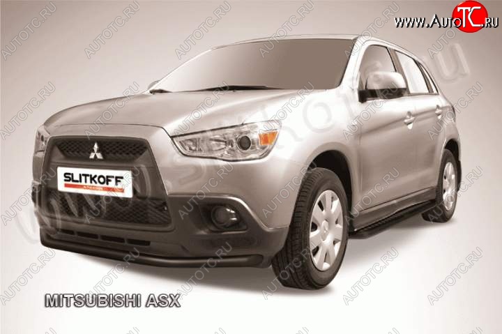 9 449 р. Защита переднего бампера из трубы d57 Slitkoff Mitsubishi ASX дорестайлинг (2010-2012) (Цвет: серебристый)  с доставкой в г. Пермь
