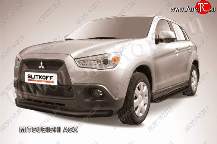 10 399 р. Защита переднего бампера из трубы d76 Slitkoff  Mitsubishi ASX (2010-2012) дорестайлинг (Цвет: серебристый)  с доставкой в г. Пермь