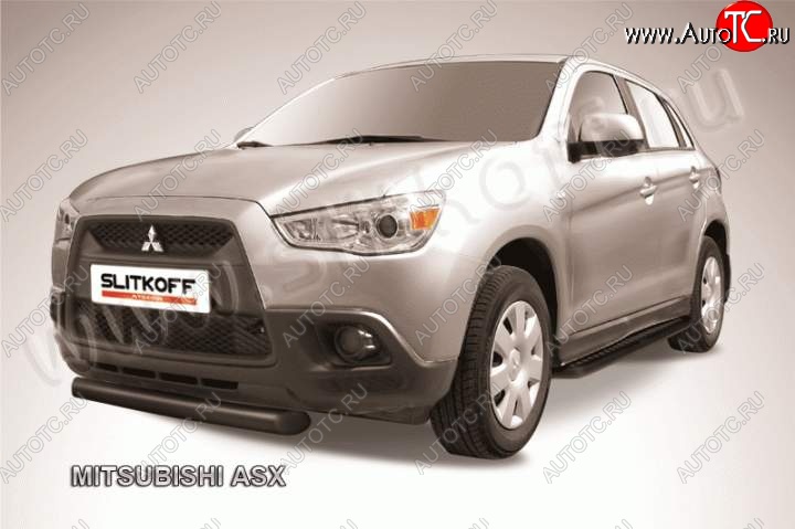 9 999 р. Защита переднего бампера из трубы d76 Slitkoff  Mitsubishi ASX (2010-2012) дорестайлинг (Цвет: серебристый)  с доставкой в г. Пермь