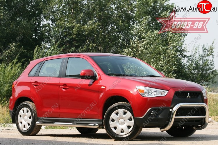10 934 р. Защита переднего бампера Souz-96 (d76) Mitsubishi ASX дорестайлинг (2010-2012)  с доставкой в г. Пермь