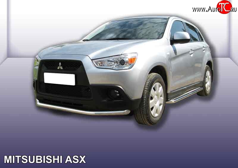 13 499 р. Одинарная защита переднего бампера из трубы диаметром 57 мм Slitkoff Mitsubishi ASX дорестайлинг (2010-2012) (Нержавейка, Полированная)  с доставкой в г. Пермь