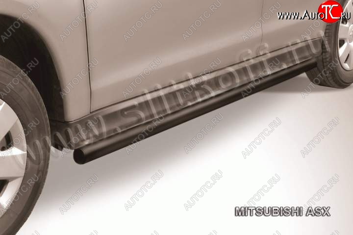 11 699 р. Защита порогов Slitkoff Mitsubishi ASX дорестайлинг (2010-2012) (Цвет: серебристый)  с доставкой в г. Пермь