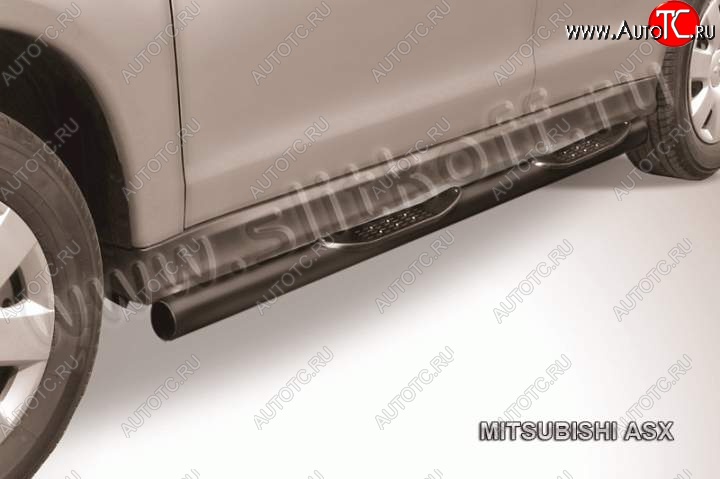 14 299 р. Защита порогов Slitkoff  Mitsubishi ASX (2010-2012) дорестайлинг (Цвет: серебристый)  с доставкой в г. Пермь