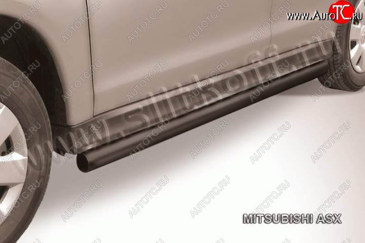 12 849 р. Защита порогов Slitkoff  Mitsubishi ASX (2010-2012) дорестайлинг (Цвет: серебристый)  с доставкой в г. Пермь