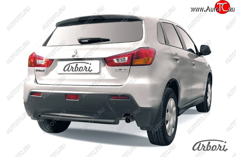 6 389 р. Защита заднего бампера Arbori (короткая, черная, 1 труба d57 mm). Mitsubishi ASX дорестайлинг (2010-2012)  с доставкой в г. Пермь