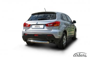 10 772 р. Защита заднего бампера Arbori (короткая, нержавейка, 1 труба d57 mm). Mitsubishi ASX дорестайлинг (2010-2012)  с доставкой в г. Пермь. Увеличить фотографию 2
