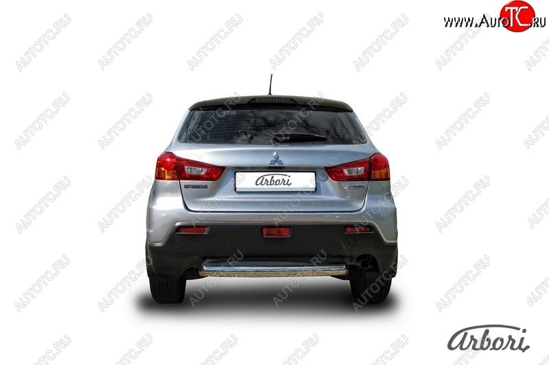 10 772 р. Защита заднего бампера Arbori (короткая, нержавейка, 1 труба d57 mm). Mitsubishi ASX дорестайлинг (2010-2012)  с доставкой в г. Пермь