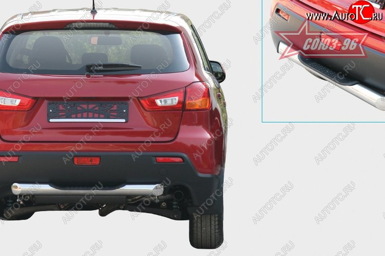 8 639 р. Защита заднего бампера с ступенью (d76) Souz-96 Mitsubishi ASX дорестайлинг (2010-2012)  с доставкой в г. Пермь