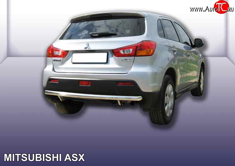 12 299 р. Защита заднего бампера из длинной трубы диаметром 57 мм Slitkoff Mitsubishi ASX дорестайлинг (2010-2012) (Нержавейка, Полированная)  с доставкой в г. Пермь
