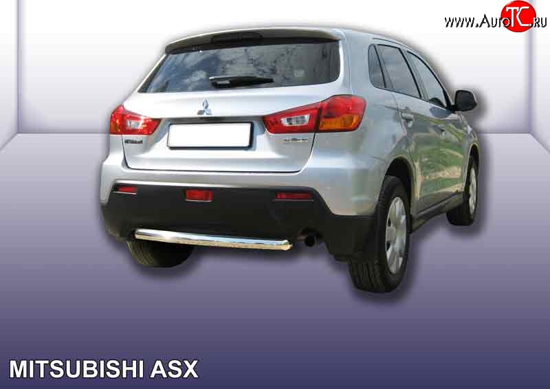 10 849 р. Защита заднего бампера из короткой трубы диаметром 57 мм Slitkoff Mitsubishi ASX дорестайлинг (2010-2012) (Нержавейка, Полированная)  с доставкой в г. Пермь