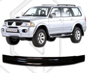 1 999 р. Дефлектор капота CA-Plastic Mitsubishi Challenger K9-W (1996-2001) (серия Classic черный)  с доставкой в г. Пермь. Увеличить фотографию 2
